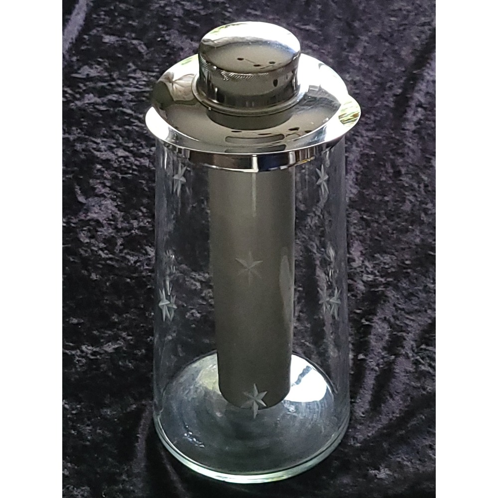 Vtg MCM Frigidtube Atomic Starburst Pitcher Etched Glass Ice Hand Blown Carafe - Picture 4 of 16